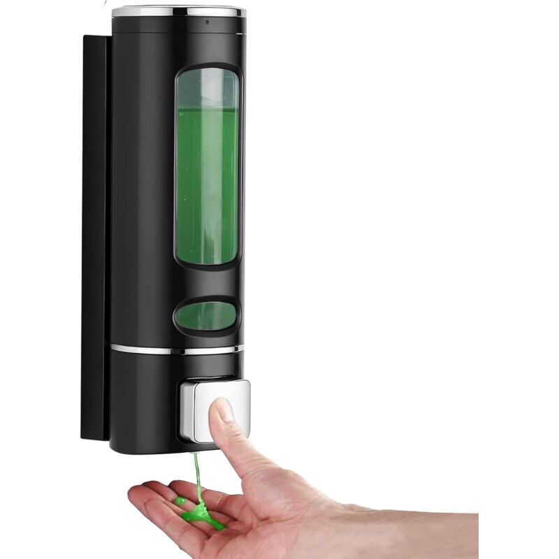 Wandseifenspender - 400 Ml - Wandduschgelspender Ohne Bohren - Shampoo- Und Conditionerspender Für Bad Und Küche - Schwarz