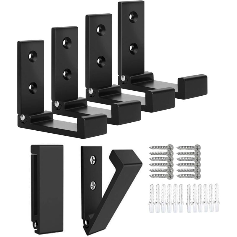 6er-set Klappbare Wandhaken Aus Robustem Aluminiumlegierung Für Mäntel, Taschen, Hüte Und Schlüssel, Inklusive 12 Schrauben, Als Helm- Oder Wandhaken (schwarz)