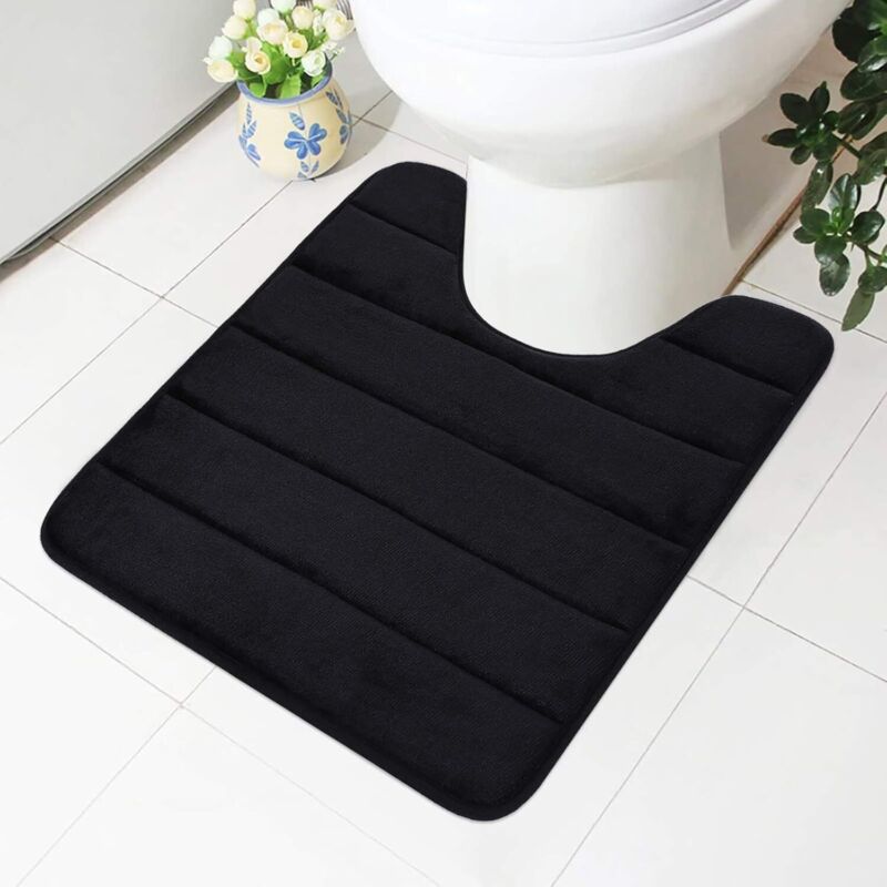Ein Badteppich Aus Memory-schaum – Rutschfester Halt – Weich – Wasserabsorbierend – Für Wc Und Badezimmer, Memory-schaum, Schwarz, 50 X 60 Cm