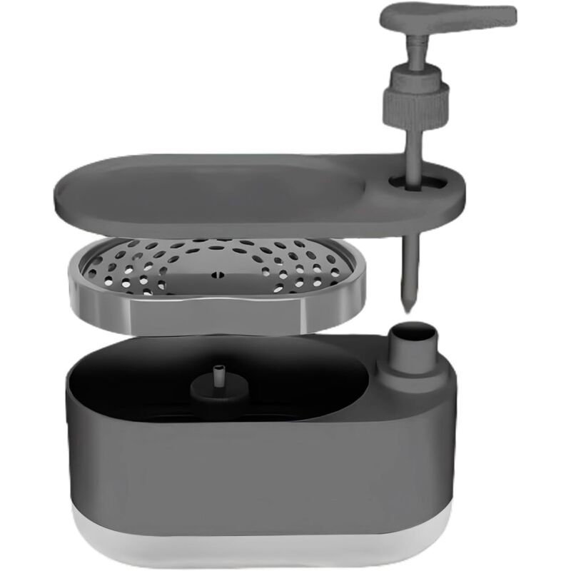 19 Cm Flüssigseifenspender, Spülmittelspender Mit Schwammhalter Für Küchenspüle, Badezimmer, Flasche Pumpe Behälter Aufbewahrung Organizer Theke