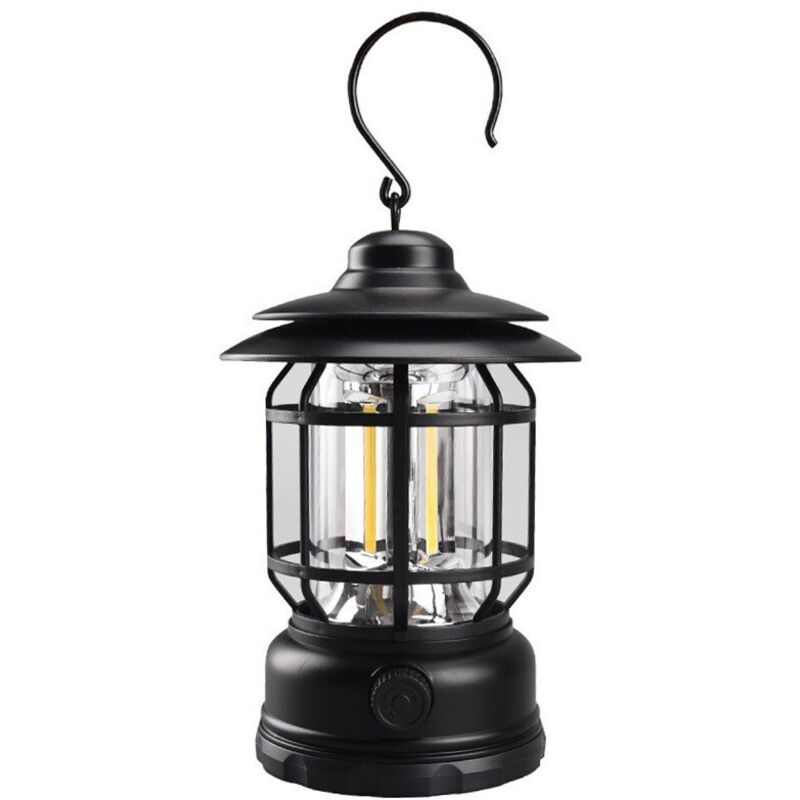 Vintage Led-campinglaterne, 1000 Lm, Solarbetrieben Und Usb-aufladbar, Tragbare Cob-leuchte, Wasserdicht, Notfall-taschenlampe Mit Aufhängehaken Für Outdoor, Zelt