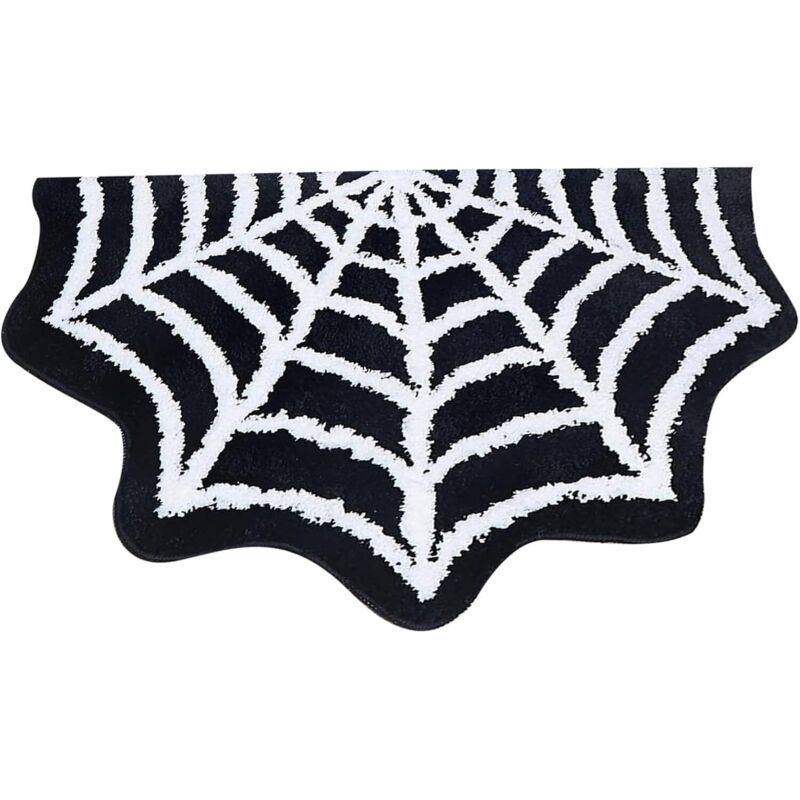 Halloween-badematte, 80 X 50 Cm, Spinnennetz-badematte, Gewebt, Gotisch, Rutschfest.