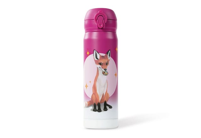 AWAVE® Trinkflasche Die Schule der Magischen Tiere, 380 ml, Edelstahl, beerenrot, Rabbat