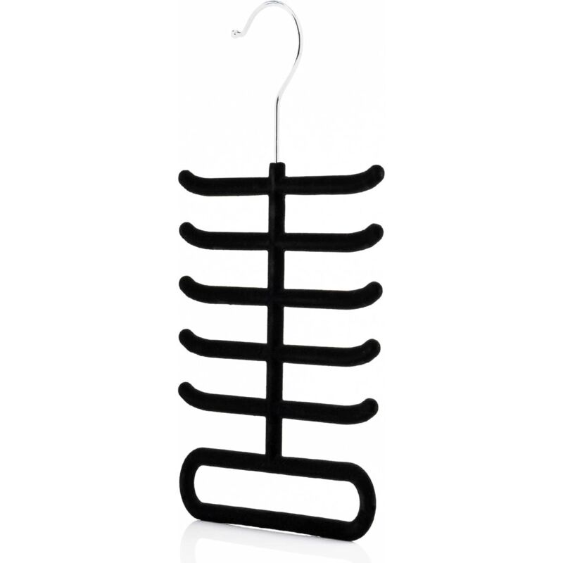 1 Stück Krawattenhalter, Schwarz Beflockt, Und Rutschfester Metallgürtelorganizer