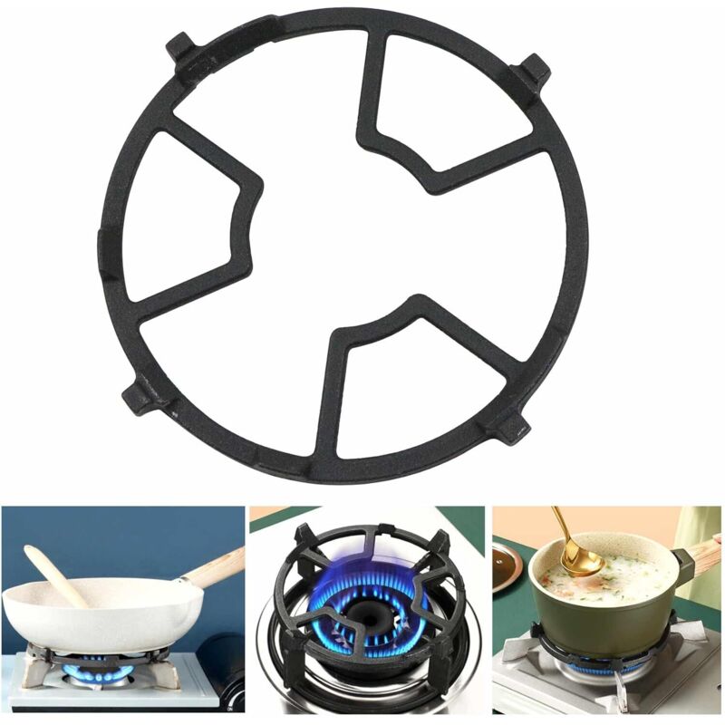Gasherd-platten-unterstützungsring - 17,6 Cm Runder Topfständer Aus Gusseisen, Passend Für Vier/fünf Flammen, Geeignet Für Küche, Kaffeekanne, Ofen, Wok Und Kleine Töpfe. 1 Stück, Schwarz