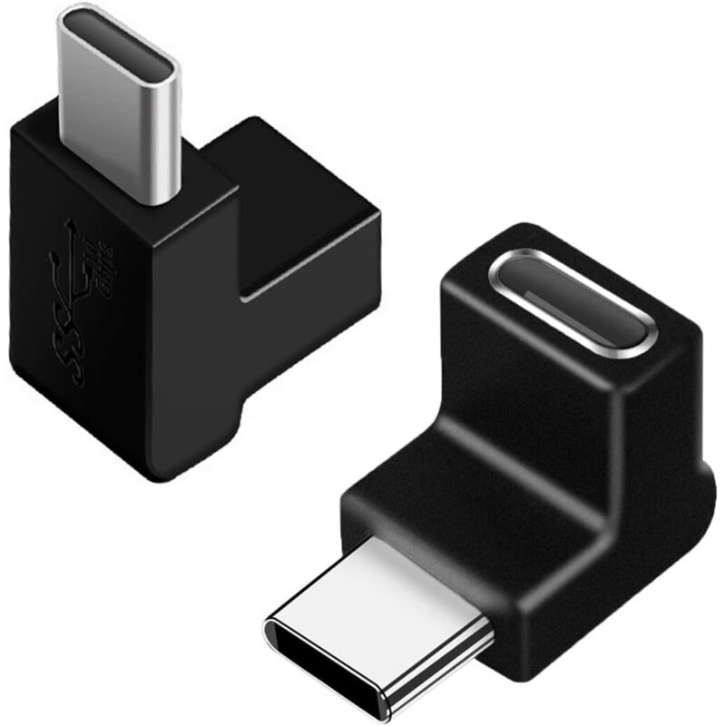 Usb-c-adapter 90 Grad Rechtwinklig (2er-pack), Abgewinkelter Otg-usb-c-3.1-adapter Buchse Auf Stecker, Kompatibel Mit Macbook Pro, Samsung Galaxy, Type-c-telefonen Und Mehr
