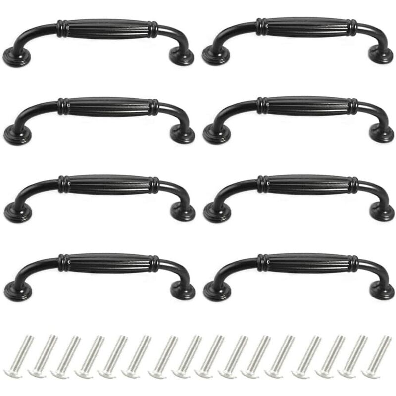 Schwarze Möbelgriffe Für Die Küche, 96 Mm, 8 Stück – Vintage Türgriff Aus Aluminiumlegierung Mit 96 Mm Lochabstand