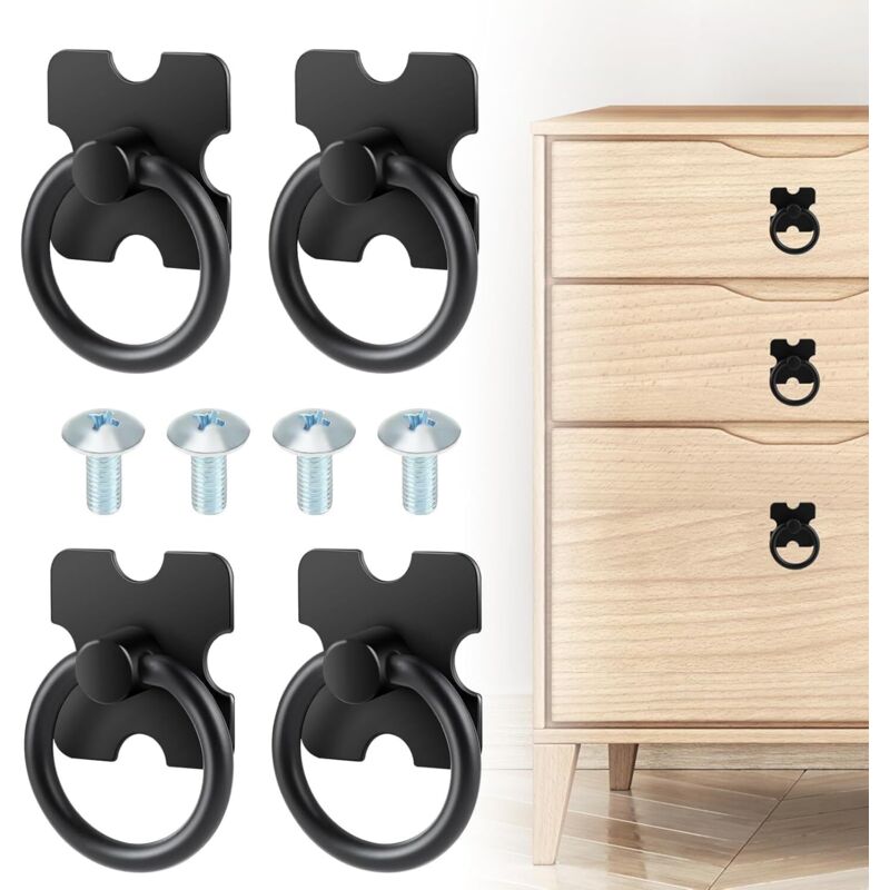 Set Aus 4 Schwarzen Runden Griffen