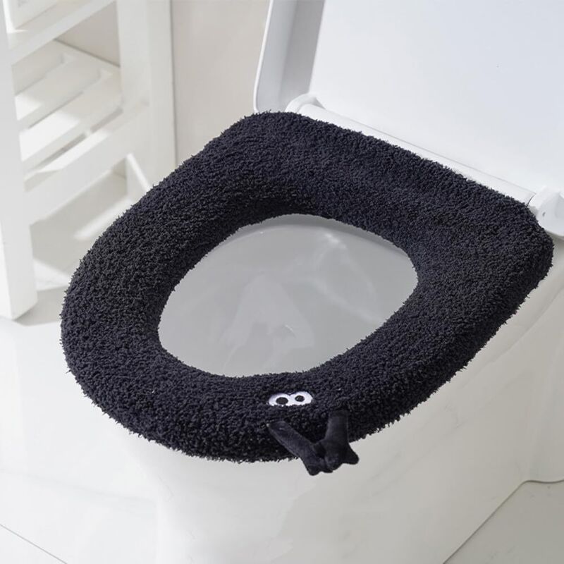Weicher Und Warmer Wc-sitzbezug, Waschbar, Generischer Toilettendeckel Mit Waschbarem Sitzkissen, Für Badezimmer, Passend Für Die Meisten Toiletten (1 Stück, Schwarz)