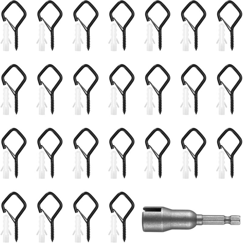 Schraubhaken, 25 Stück Deckenhaken, Schraubösen, Schraubhaken Mit Sicherheitsöse, Wandschraubhaken Mit Holzgewinde Für Pflanzenkörbe, Schwarz/diamantform