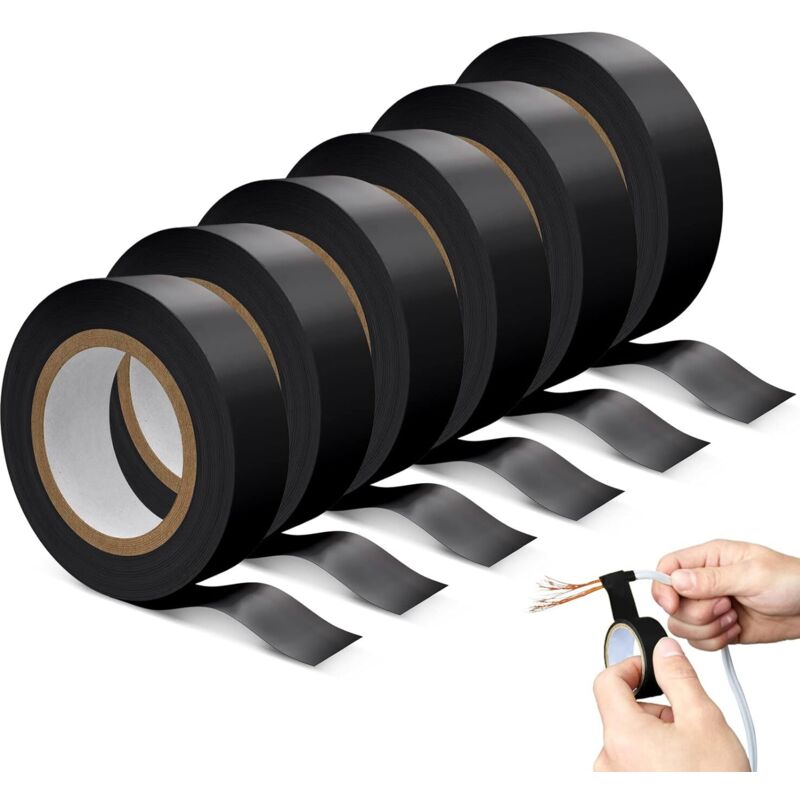 Isolierband, 6 Stück Für Elektriker, 15 Mm X 20 M Elektroisolierband Für Verkabelungsprojekte Und Reparaturen (schwarz)