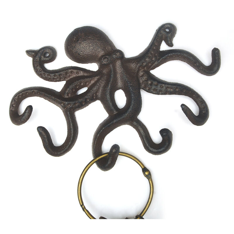 Wandhaken, Design-wandhaken, Rustikaler Design-garderobenhaken, Robuster 6-armiger Kleiderhaken - Schwarz