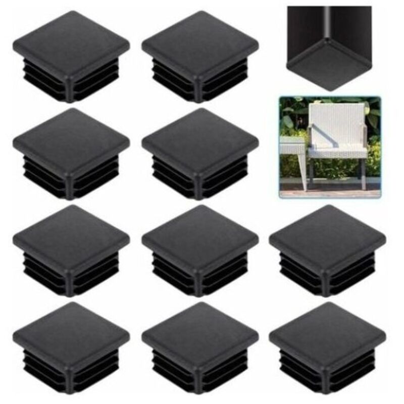 20 Stück Abdeckkappen Für Quadratische Rohre 30x30 Mm, Schwarze Kunststoff-endkappen Für Quadratische Rohre, Lamellenförmige Endstücke Für Quadratische Rohre, Robuste Stuhlbein-abdeckungen Für Möbel,