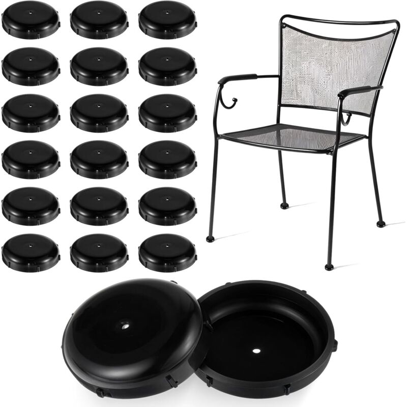 2er-pack Kunststoff-gleitkappen Für Terrassenmöbel, 3,8 Cm Runde Schwarze Fußkappen Aus Plastik Für Schmiedeeisen-möbel – Schutzkappen Für Metallstuhl- Und Gartentischfüße