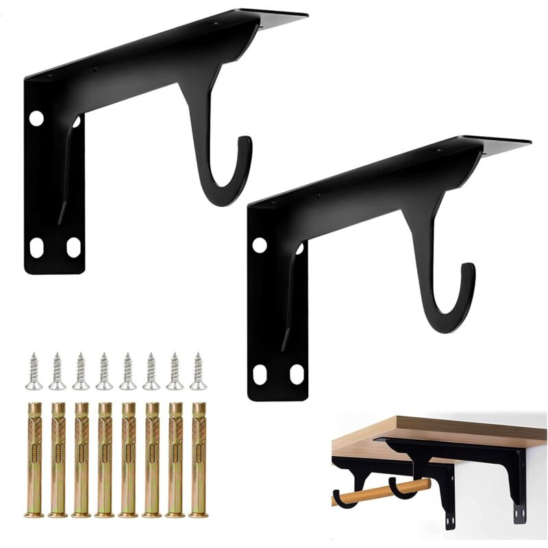 Equerre Wandregal, Wandregalhalterung, 28 Cm Schwerlast-winkel Mit Haken, L-förmige Metallhalterungen, 2 Stück