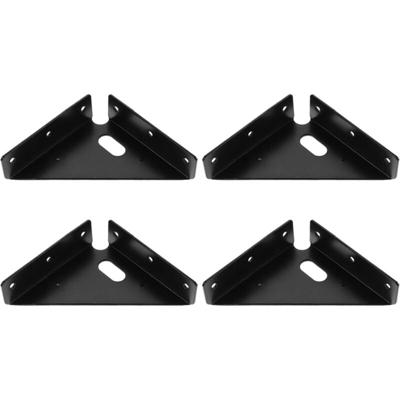 4 Dicke, Große Schwarze Dreieckige Winkelverbinder, 90° Edelstahl-eckverbinder, Halterungen Für Holzmöbel Und Regale, Stabile Befestigung Für Schränke