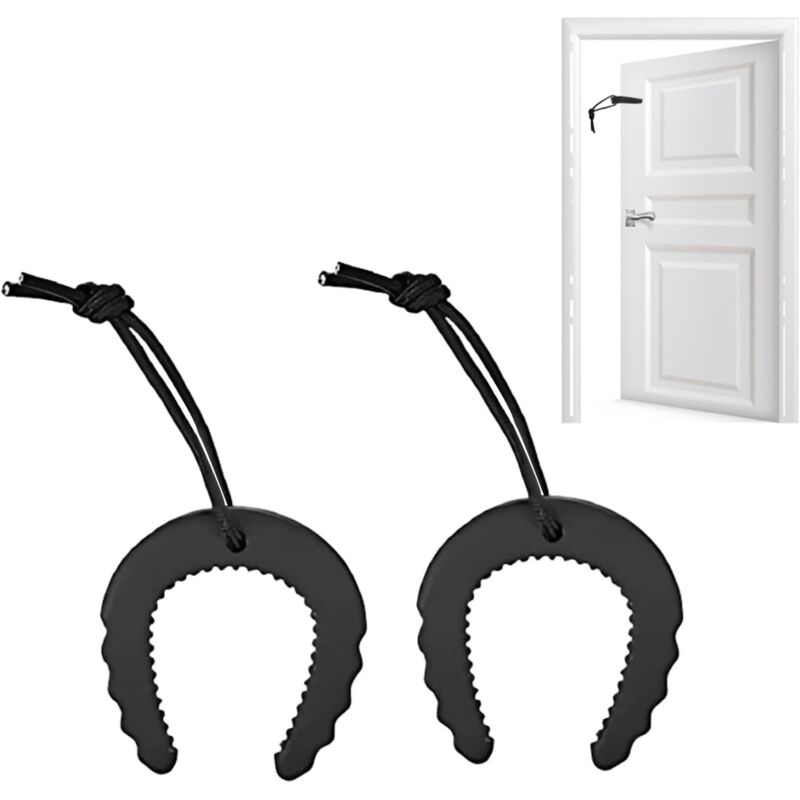 2 Stück Schwarze Gummi-türstopper, Anti-klemm-türkeil Mit Nylonseil - Tragbare Türanschläge Für Feuerwehrleute, Anti-zuschlag-türstopper (2er-pack)