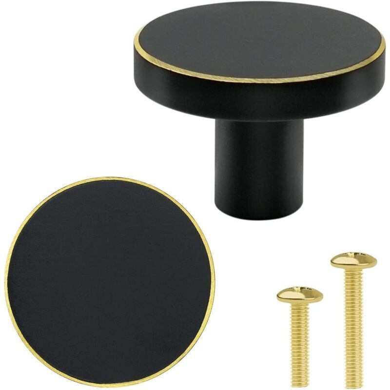 8er-set Massive Messingknöpfe Für Schranktüren – Schwarze Schubladengriffe – Runde Möbelknöpfe Mit Schrauben Für Küchenschränke, Kommoden Und Schränke, 28 X 20 Mm