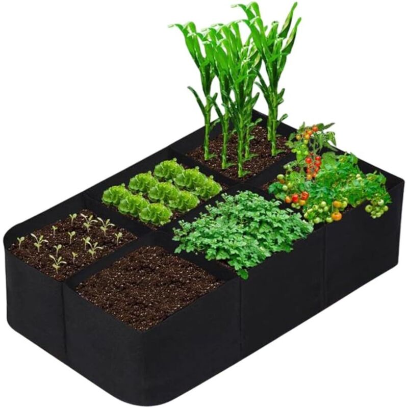 Gewebesack Für Gemüse, Blumen Und Kräuter – Vlies-pflanzgefäß Mit Hervorragender Drainage, Wiederverwendbares Erhöhtes Gartenbeet – 120 X 60 X 30 Cm, Schwarz
