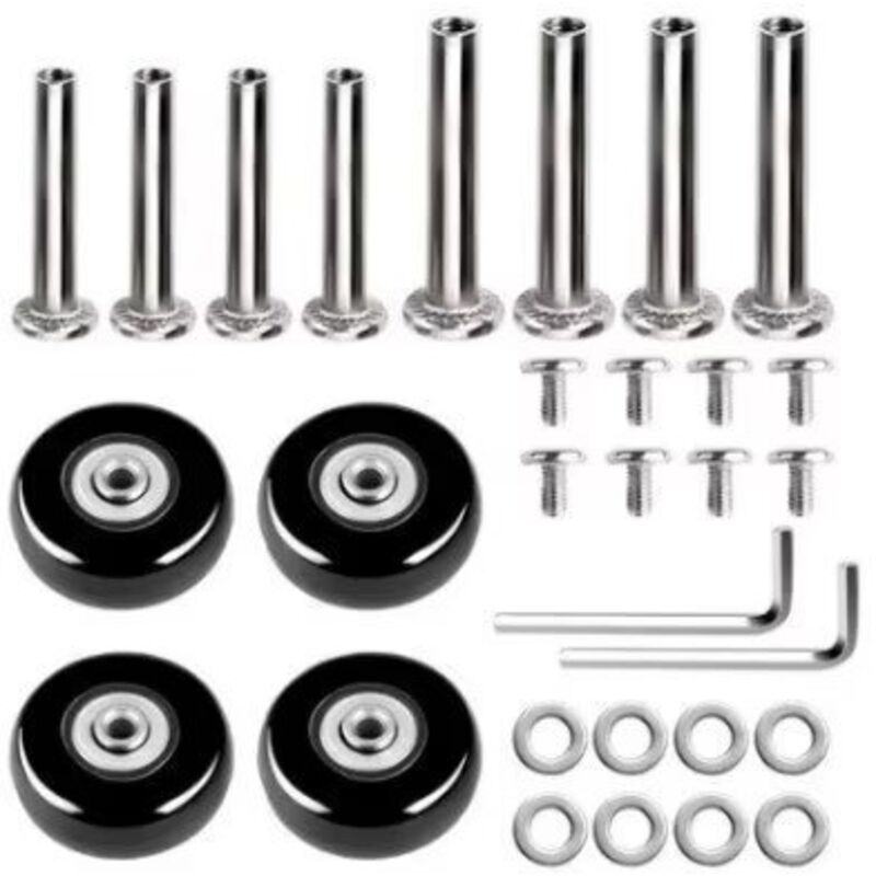 50 X 18 Mm Satz Von 4 Ersatzrädern Für Koffer, Schwenkbare Gummirollen Mit Lagern, Reparatursatz