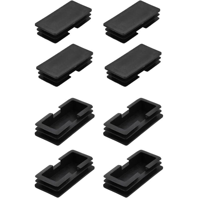 Rechteckige Endkappen (100 X 50 Mm) - 8er Pack, Kunststoff-schutzkappen Für Rechteckige Rohre Mit Gewinde - Für Möbelfüße Und Stühle, Farbe Schwarz