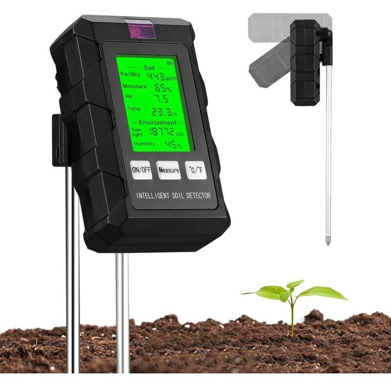 6-in-1 Boden-ph-tester, Pflanzen-feuchtigkeitsmesser Mit Bodendüngung/feuchtigkeit/ph/temperatur/sonnenlicht/umgebungsfeuchtigkeit, Mit Lcd-bildschirm, Für Gartenarbeit/topfpflanzen