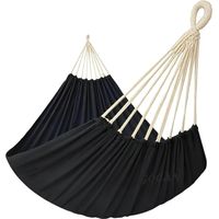 Doppelte Xxl-hängematte Für 2 Personen, 330 X 150 Cm, Tragfähigkeit 272,2 Kg, Aus Baumwollstoff Für Terrasse, Veranda, Garten, Hof, Außen- Und Innenbereich (schwarz)