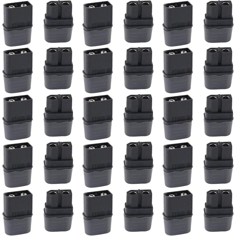 15 Paar Xt60h Stecker Mit Schrumpfschlauch, Steckverbinder Für Rc-modelle Und Mehr, Schwarz (xt60h Männlich + Weiblich)