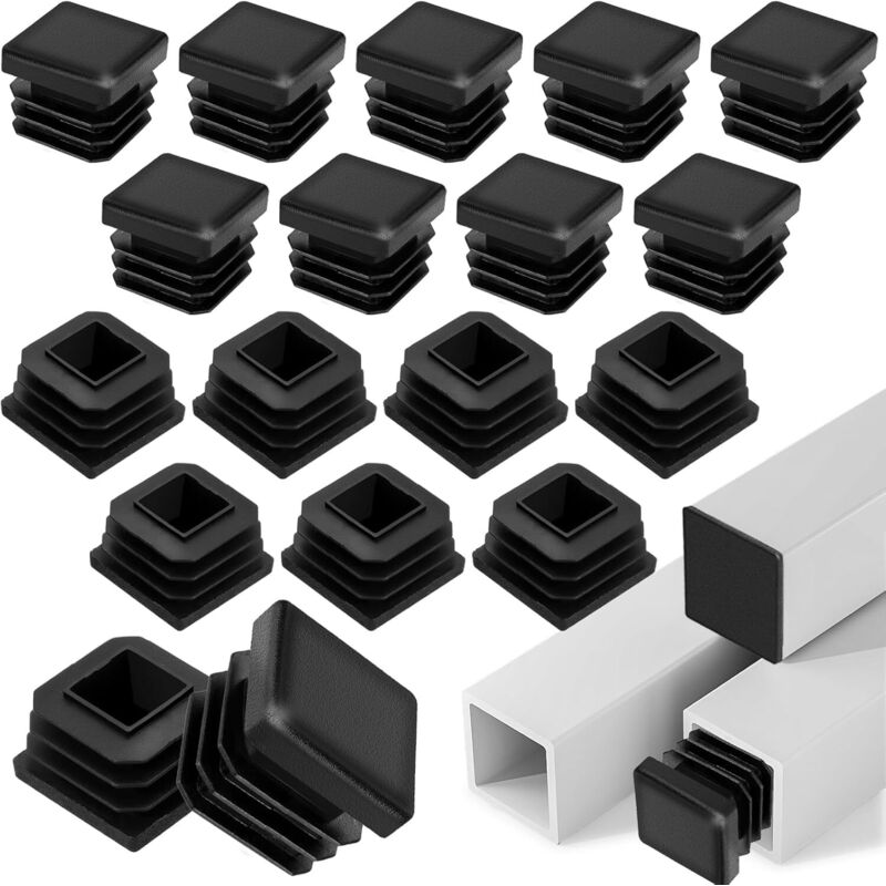 20 Stück Quadratrohr-endkappen 25x25 Mm, Schwarze Kunststoff-lamellenstopfen, Endkappen Für Metall-quadratrohre, Schutz Für Stuhl-, Tisch- Und Möbelfüße