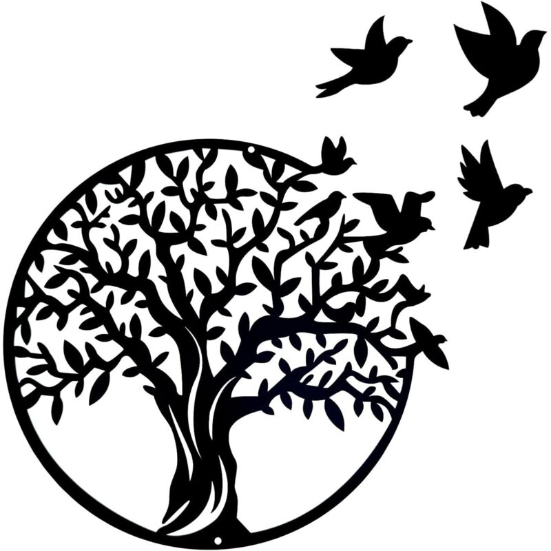 Tree Life Wanddekoration Aus Metall, Lebensbaum Zum Aufhängen Für Innen- Und Außenbereich, Garten, Haus, Schlafzimmer, Wohnzimmer (49 Cm)