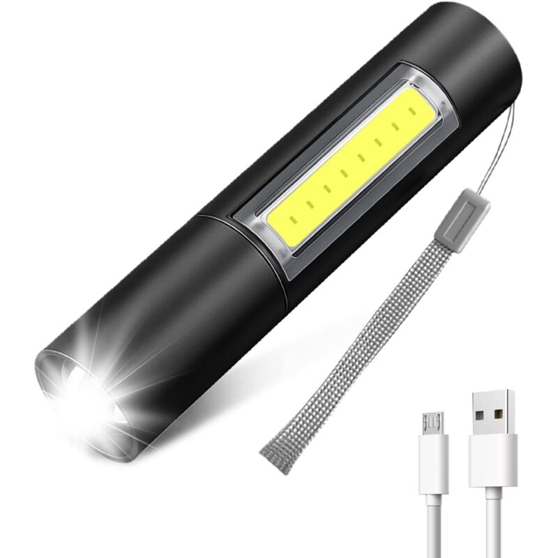Mini-taschenlampe, Wiederaufladbare Led-taschenlampe, Einstellbarer Fokus, Wasserdicht, Für Camping, Wandern, Notfälle, Inspektion Und Reparatur