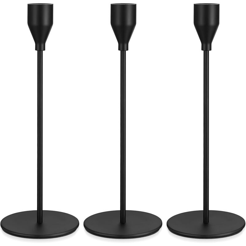 3 Stück Schwarze Kerzenhalter, Metall-kronleuchter-kerzenhalter, Konische Kerzenständer, Hochzeitskerzenhalter Dekoration, Vintage-kerzenständer Für Tischdekoration Bei Geburtstagen Und Zu Hause