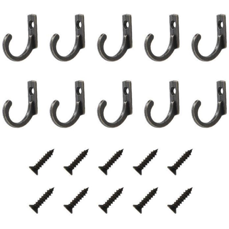 10 Stück Wandhaken Zum Schrauben, Retro Kleiderbügel-haken Aus Metall, Garderobenhaken Mit 10 Schrauben Für Badezimmer, Küche, Schlafzimmer, Wohnzimmer (schwarz)