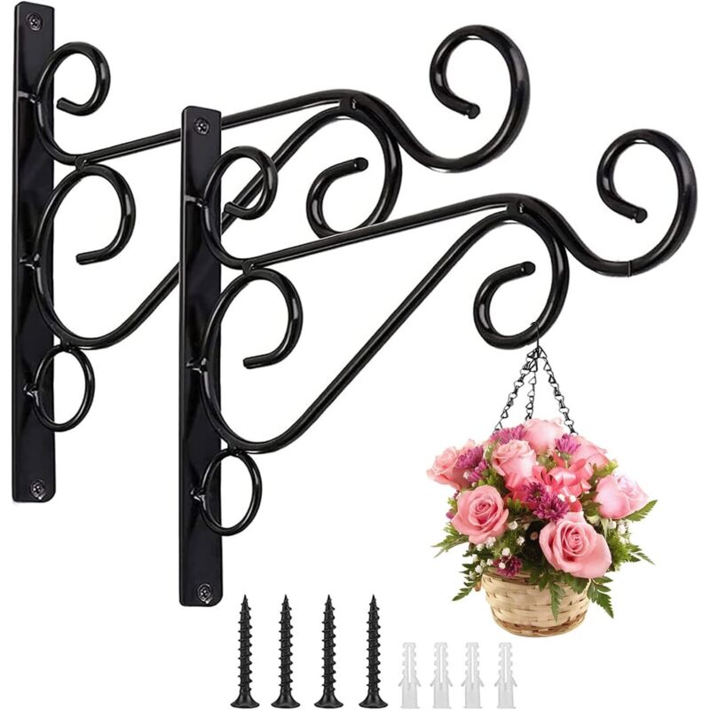 2 Stück Wandhaken Für Pflanzen, Wandbefestigungshaken Mit Schrauben, Geschmiedete Eisen-gartenhaken Aus Metall Als Zubehör Für Pflanzenkörbe, Vogelfutterhäuser Und Laternen