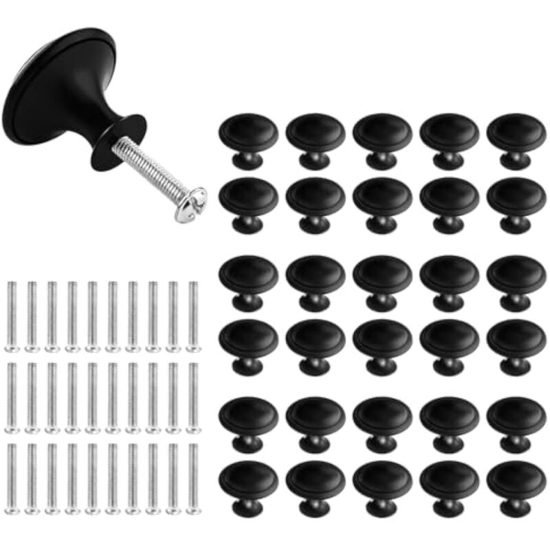 30-teiliges Set Küchenschrankgriffe, Matte Schwarze Türknöpfe, Möbelknöpfe, Schubladengriffe, Griffe Für Küchenschränke Und Türen, Knöpfe Für Schränke Und Küchenschränke