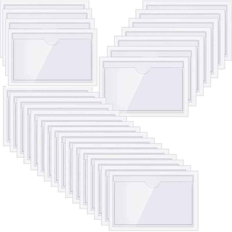 36 Selbstklebende Etikettenhalter Pro Packung, 6 X 10 Cm, Mit Beschriftungsfenster, Selbstklebender Visitenkartenhalter, Klebend, Transparent, Wasserdicht. Geeignet Für Zuhause, Büro Und Schule.