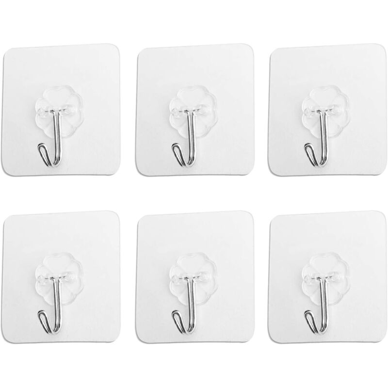 6 Stück Selbstklebende Haken, 70 Mm, Keine Nägel Erforderlich, Wasserdichte Wandhaken Für Mäntel, Schals, Handtücher, Taschen Und Schlüssel, Geeignet Für Badezimmer, Küche Und Büro