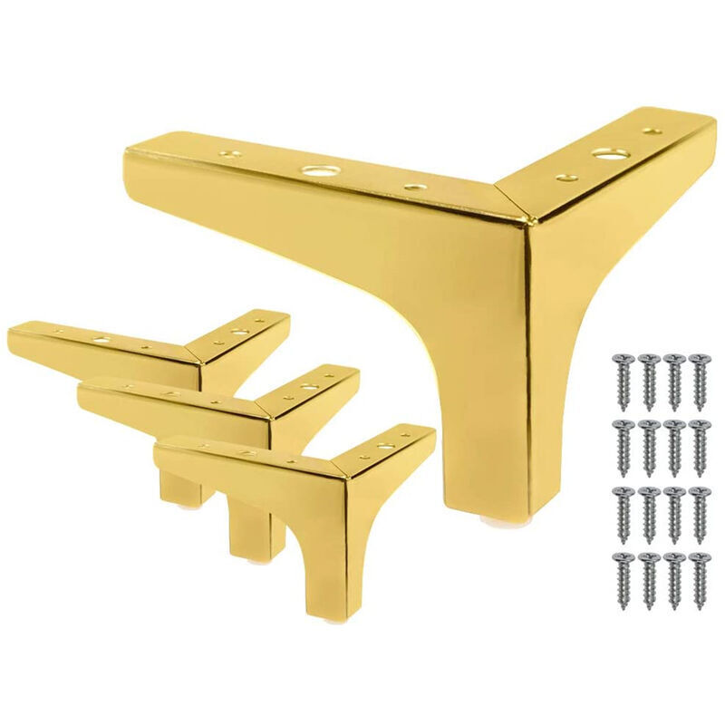 Set Aus 4 Goldenen Möbelfüßen - 10 Cm Hohe Dreiecks-metallfüße Für Diy-projekte, Tische Und Schränke