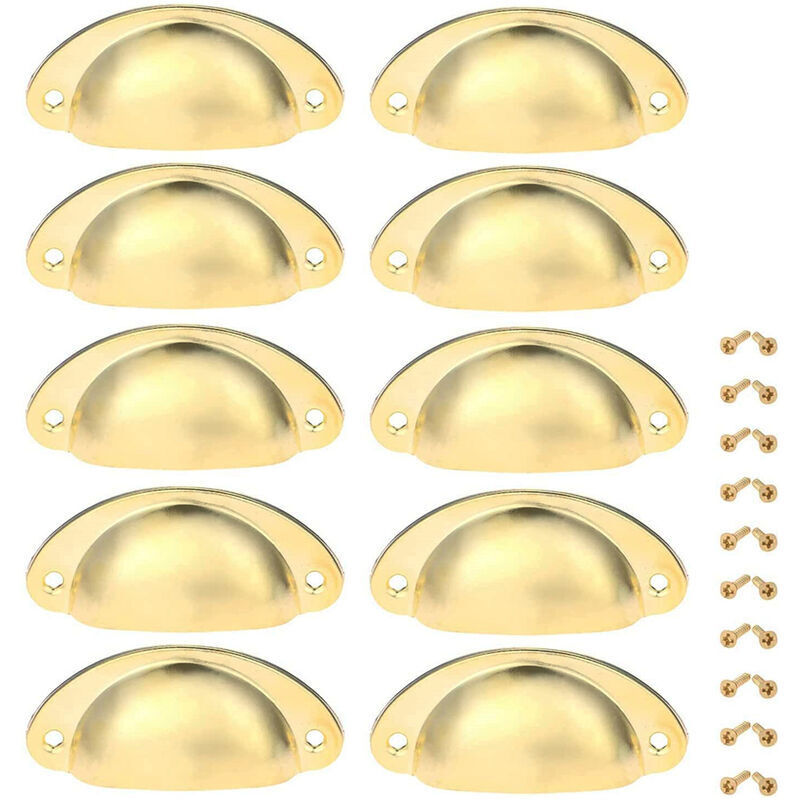 10 Stück Vintage Muschelgriffe Aus Gold Für Möbel, 82 Mm Schrank- Und Schubladengriffe Mit Schrauben