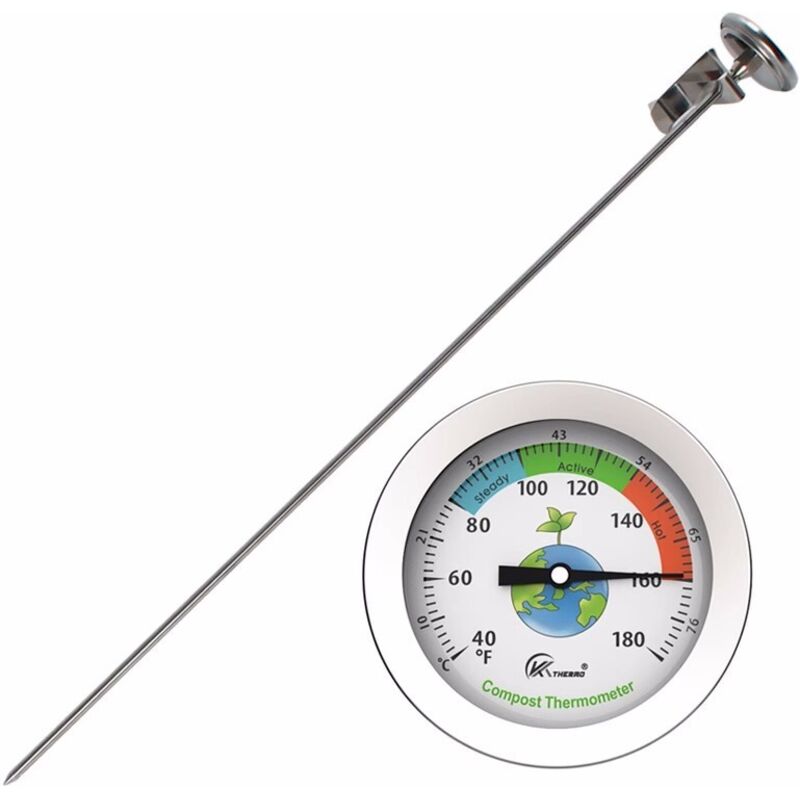 Boden- Und Kompostthermometer Mit Edelstahlsonde, Dünger-wasserthermometer, Verlängertes Lebensmittelthermometer