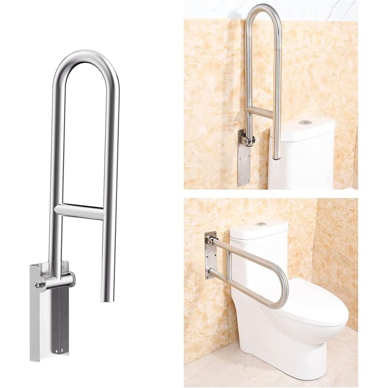 Klappbarer Wc-griff Für Menschen Mit Behinderungen – Aluminiumlegierung – Rutschfest – Einfache Installation – Abmessungen 60,5 X 20 X 6 Cm