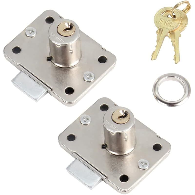 2er-set Sicherheitsschlösser Für Schubladen Und Schränke - 48 X 36 Mm - Mit Schlüsseln - Universal - Für Zuhause, Büro, Schrank, Briefkasten, Möbel