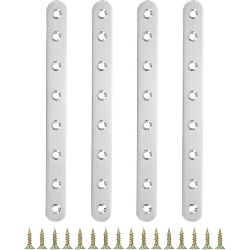 4er-set Edelstahl-winkelverbinder, 24 X 2 Cm, L-förmige Rechtwinklige Stützwinkel Mit Schrauben Für Regale, Silber