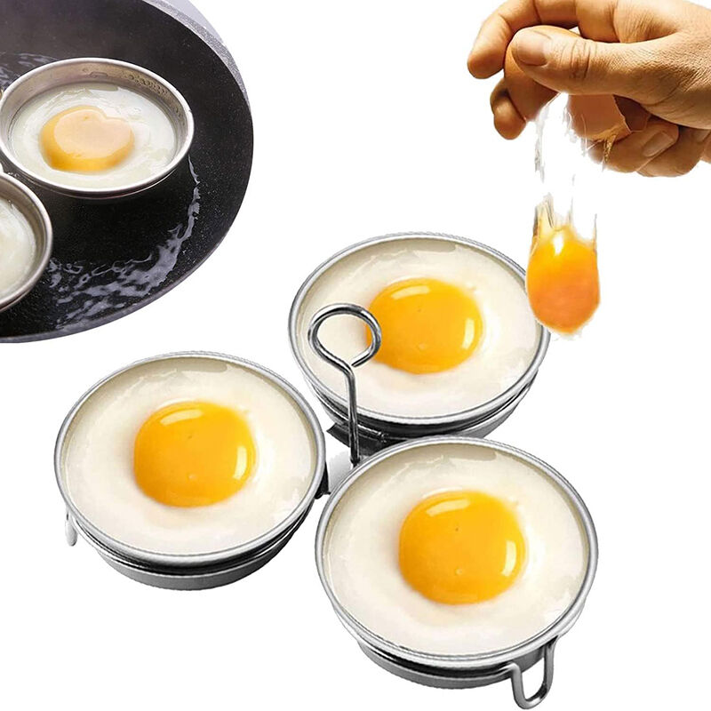 Edelstahl-eierpochierer, Hersteller Perfekter Pochierter Eier, Runde Kochringe Für Eier Als Frühstückskochwerkzeug, 3 Eierbecher Für Pochierte Eier