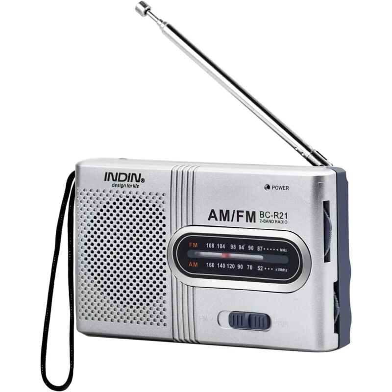 Tragbares Fm/am-radio In Silber Mit Integriertem Lautsprecher – Extra Großer Einstellknopf – Batteriebetrieb – Kompakt Und Leicht