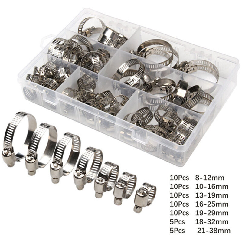 60 Stück/8-38 Mm, Verstellbare Schlauchklemmen, Rohrschellen, Schlauchklemmen Aus Edelstahl, Schlauchzangen Für Automobilrohre, Pool