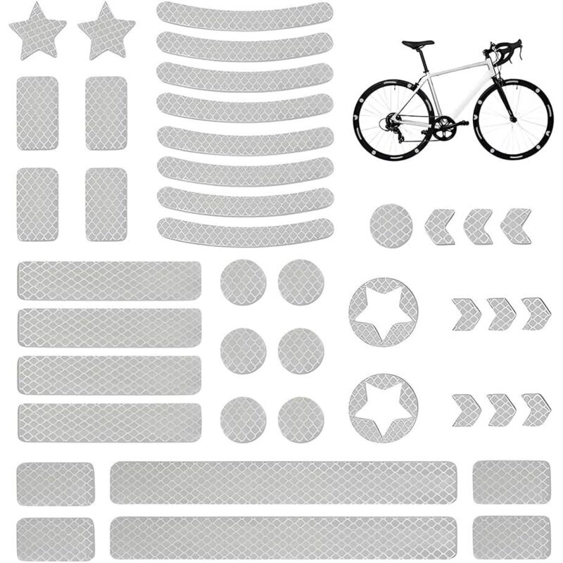 42 Stück Reflektierende Aufkleber, Wasserdichte Reflektierende Fahrrad-aufkleber, Hochsichtbare Aufkleber, Reflektierendes Klebeband Für Motorradhelme, Reflektorband Für Autos Und Kinderwagen
