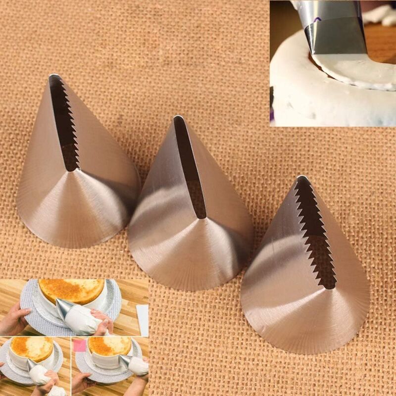 Set Aus 6 Extra Großen Spritztüllen Aus Edelstahl Zum Glätten Der Oberfläche Von Kuchen