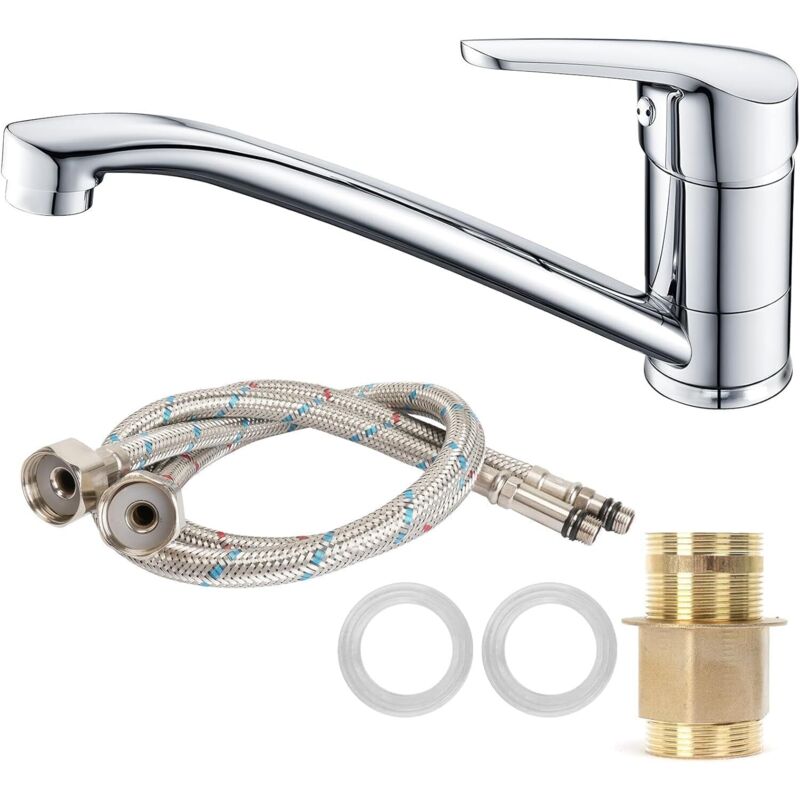 Drehbare Küchenarmatur 360° Kalt- Und Warmwassermischer Für Küchenspüle, Wassersparend Und Geräuscharm, Silber