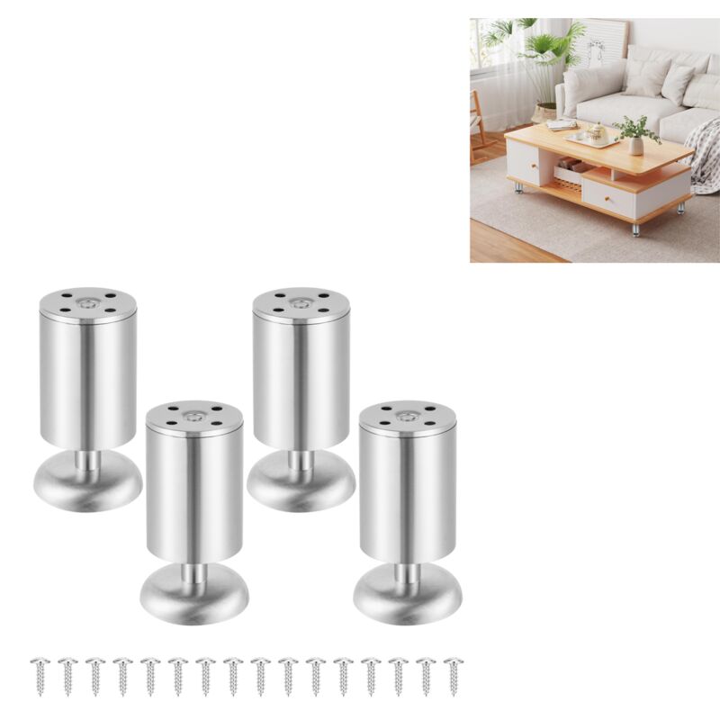 (metallic-farbe, 10 Cm) Satz Von 4 Möbelfüßen Aus Edelstahl (maximale Traglast 250 Kg), Verstellbar – Für Sofa, Badezimmermöbel, Bett Und Tisch